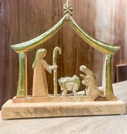 Wood Manger Nativity