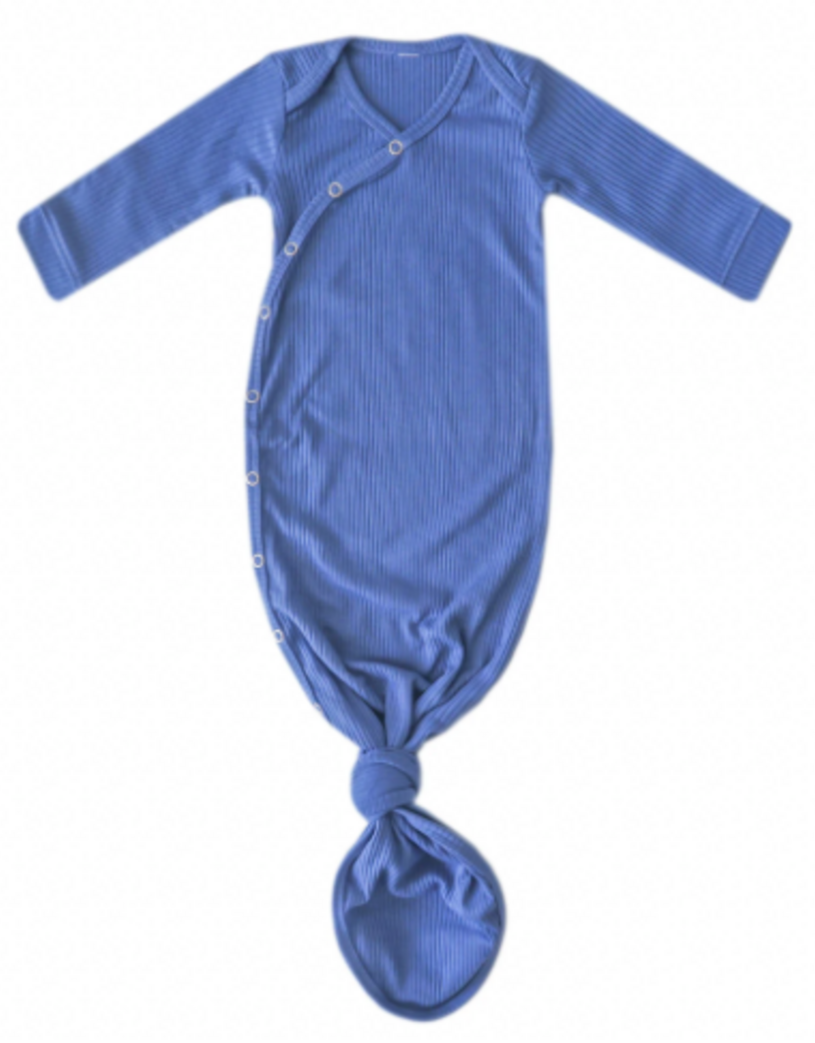 Knotted Gown Rib Knit Indigo Newborn