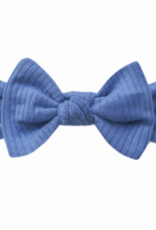 Rib Knit Headband Bow Indigo