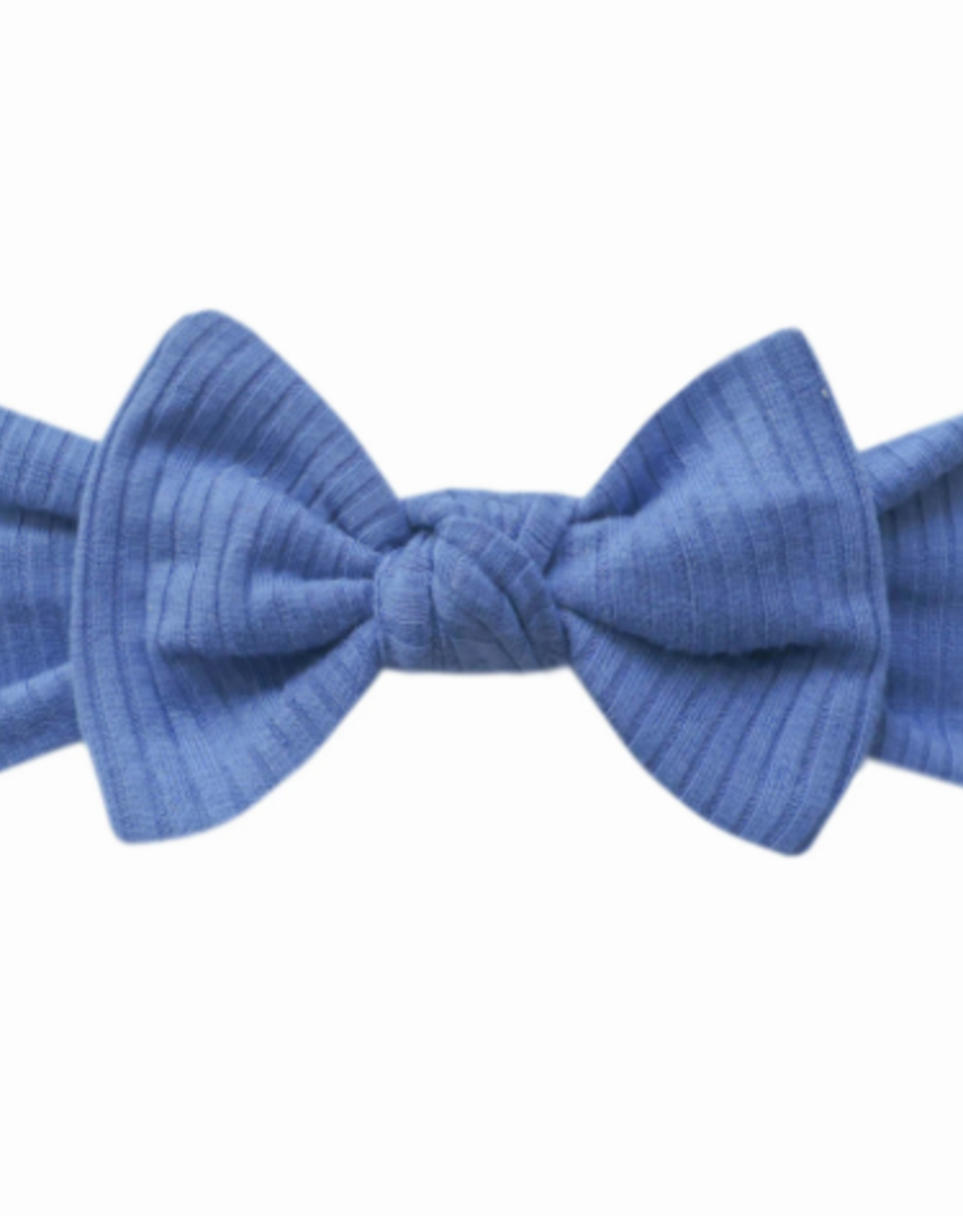 Rib Knit Headband Bow Indigo
