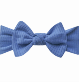 Rib Knit Headband Bow Indigo