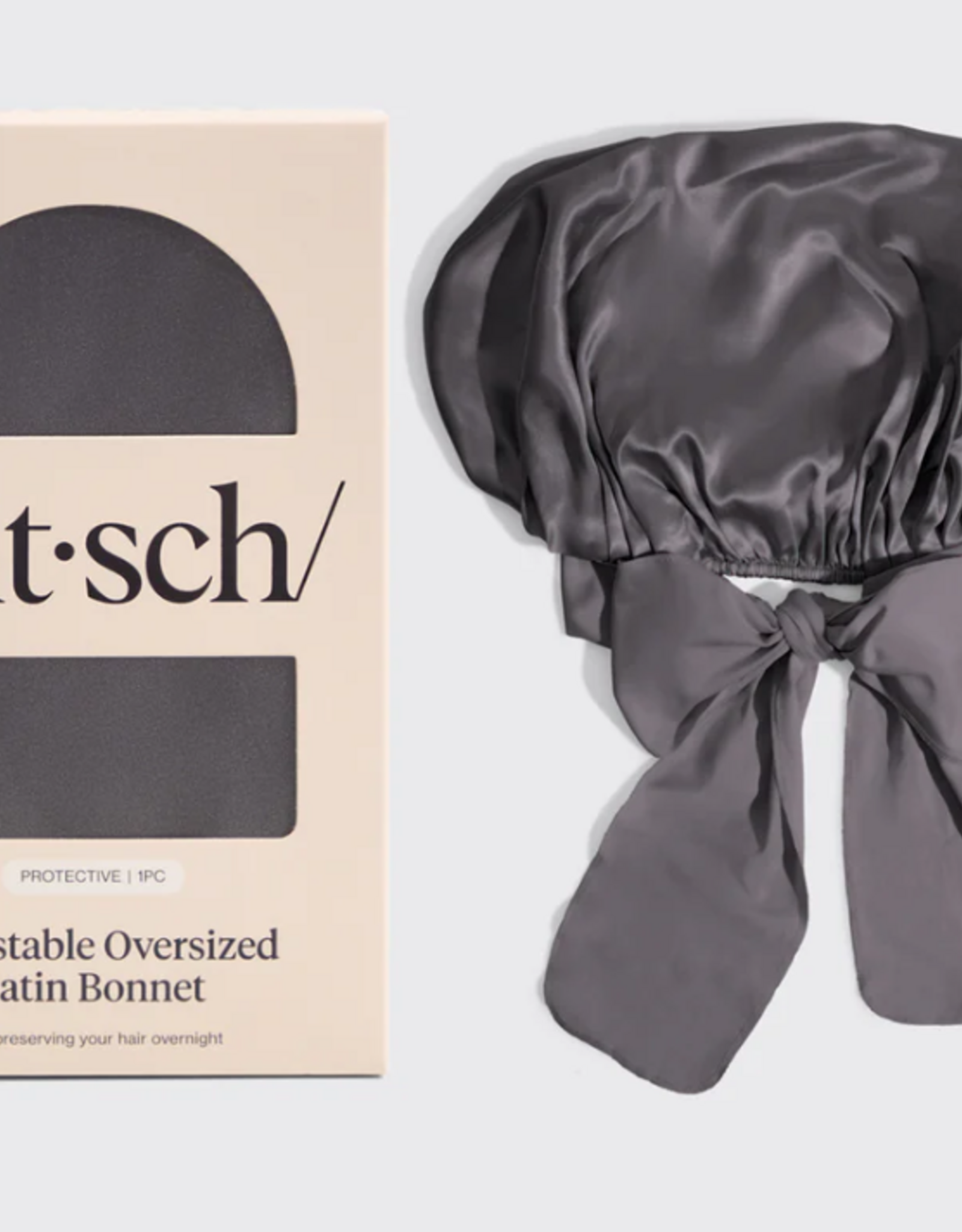 Adjustable Oversized Satin Bonnet Charcoal