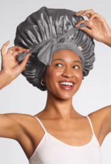 Adjustable Oversized Satin Bonnet Charcoal