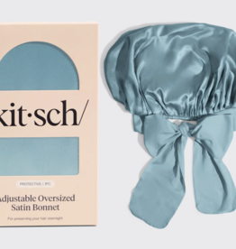 Adjustable Oversized Satin Bonnet Haze Blue