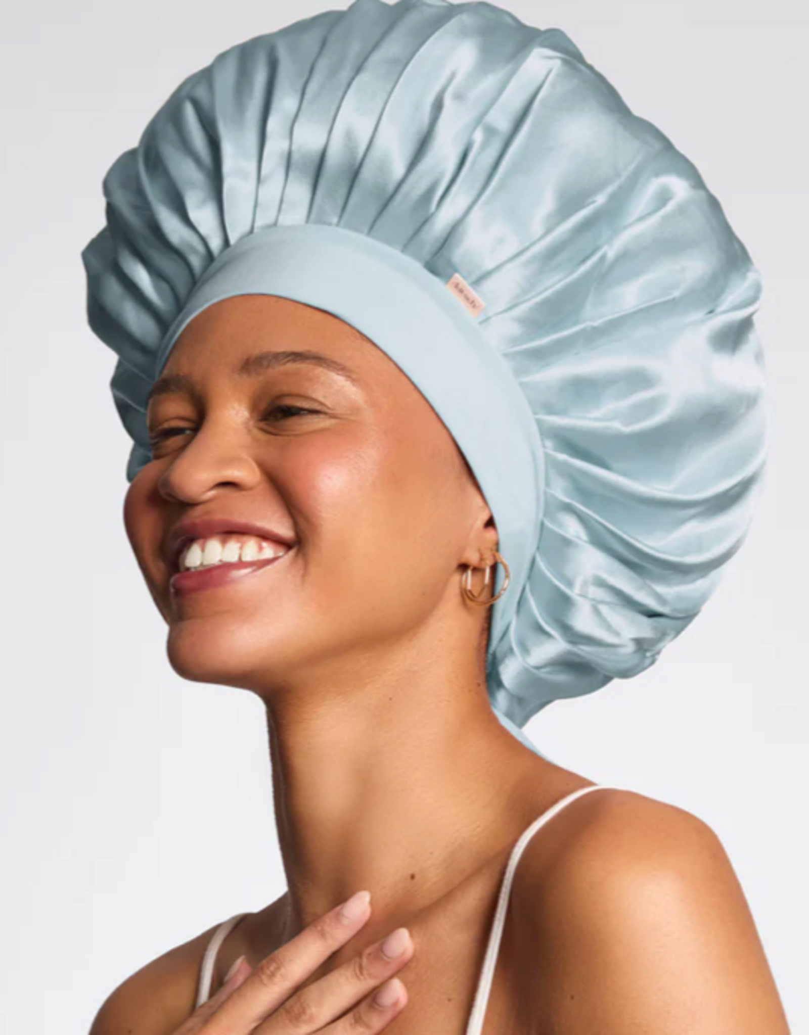 Adjustable Oversized Satin Bonnet Haze Blue
