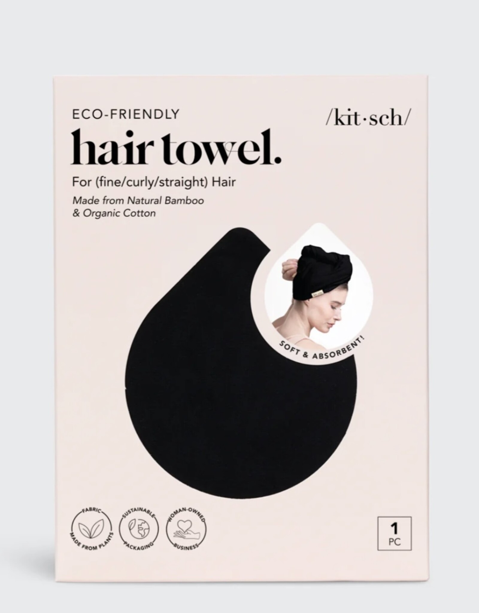 Quick Dry Hair Towel Eco Black