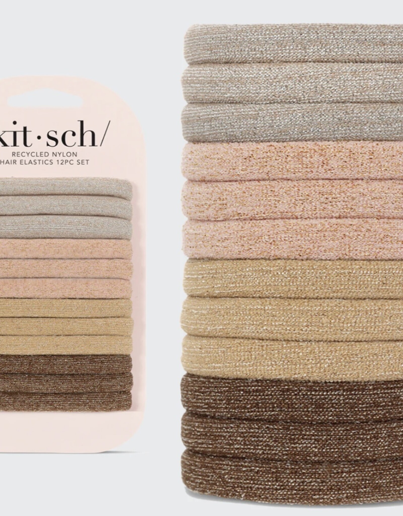 Nylon Elastics Medium Glitter Neutral 12pc