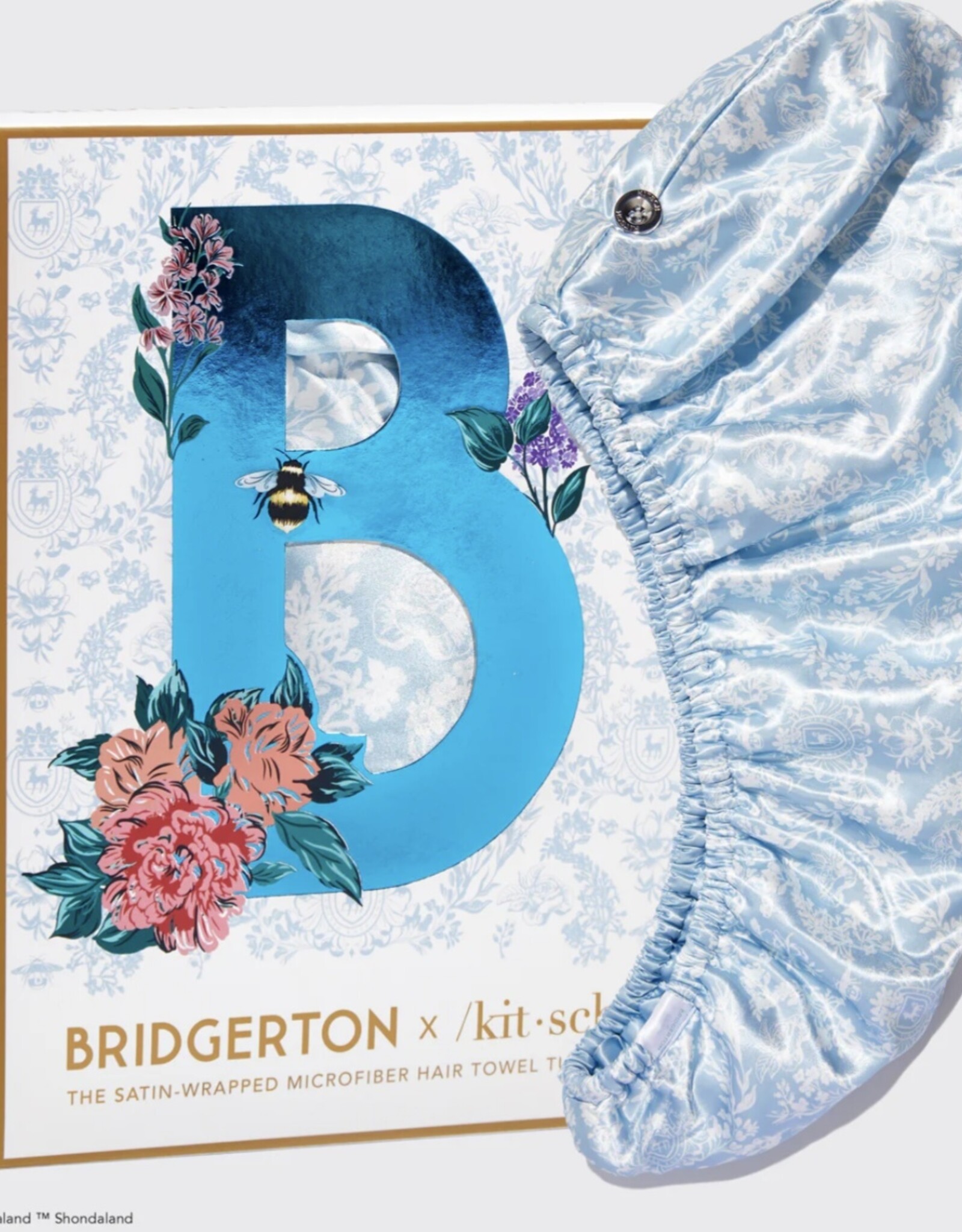 Satin Wrapped Hair Towel Bridgerton Toile De Blue