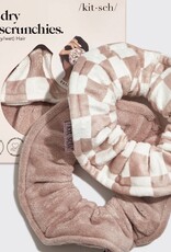 Microfiber Towel Scrunchie Terracotta Checker