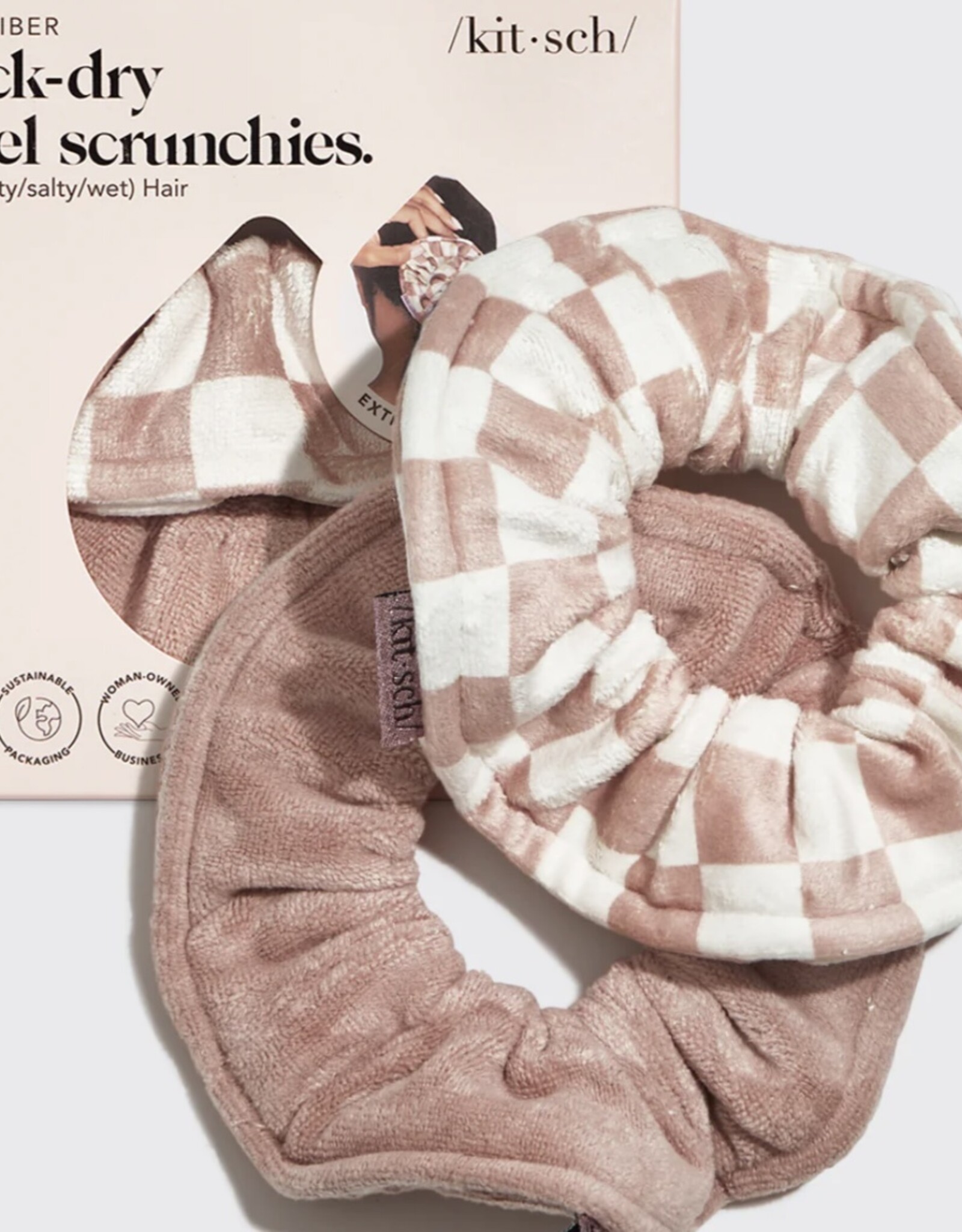 Microfiber Towel Scrunchie Terracotta Checker