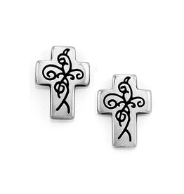 True Cross Mini Post Earrings silver
