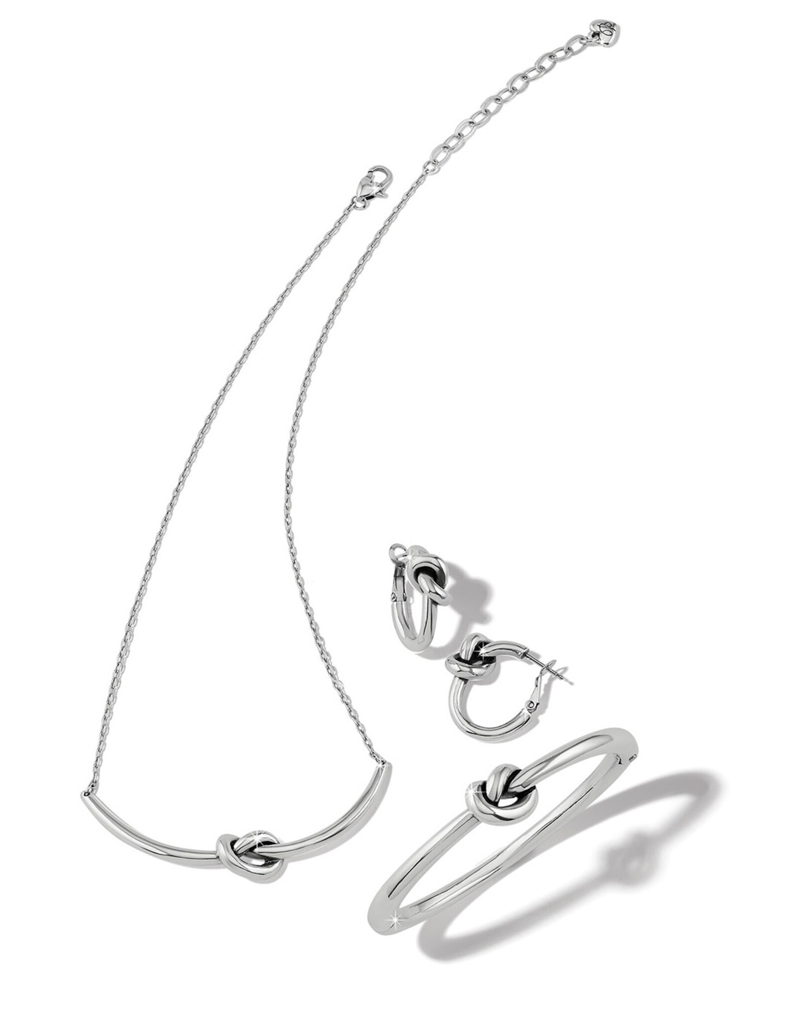 Interlok Knot Rope Hoop Earrings Silver