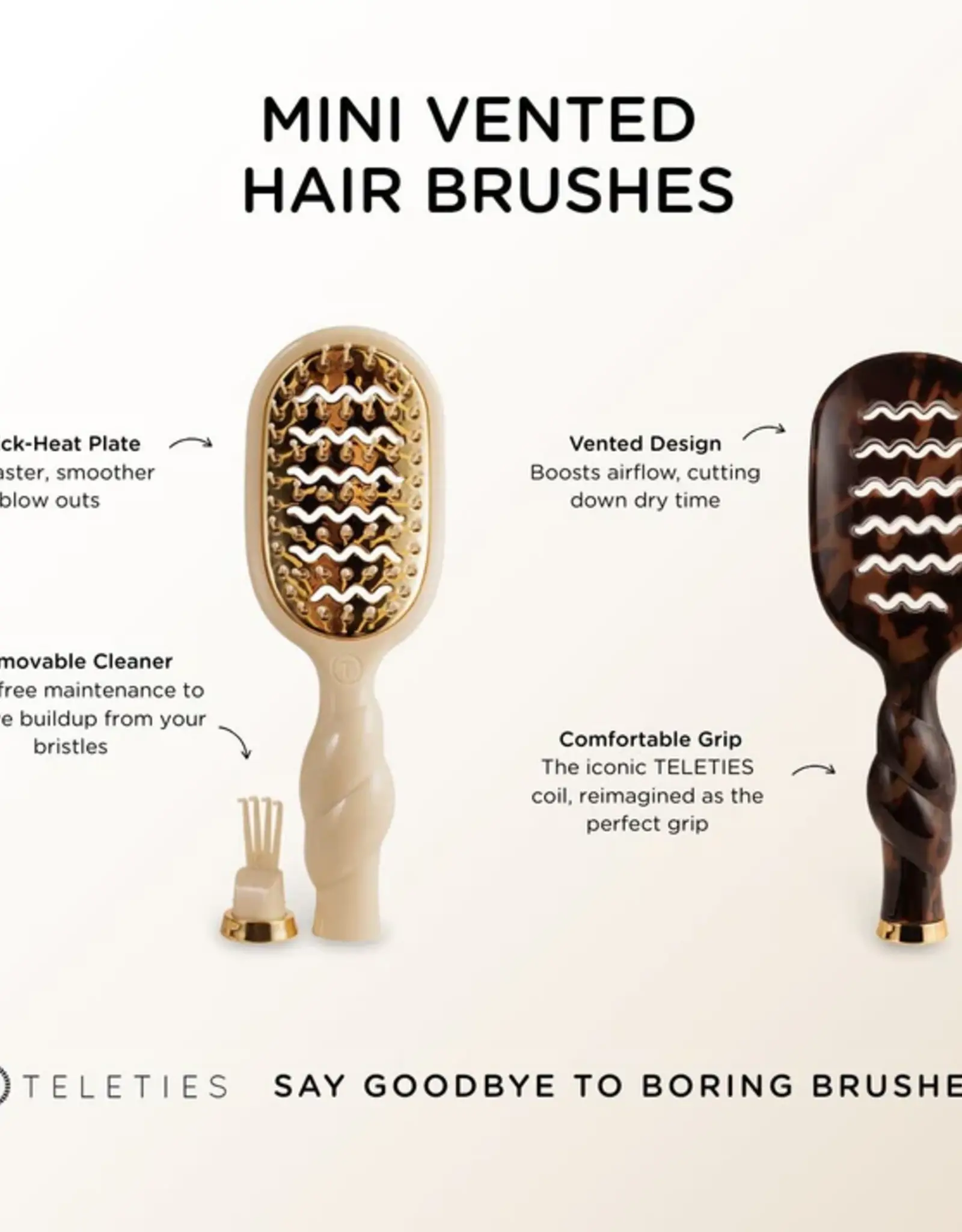 Teleties Mini Vented Hair Brush-Tortoise