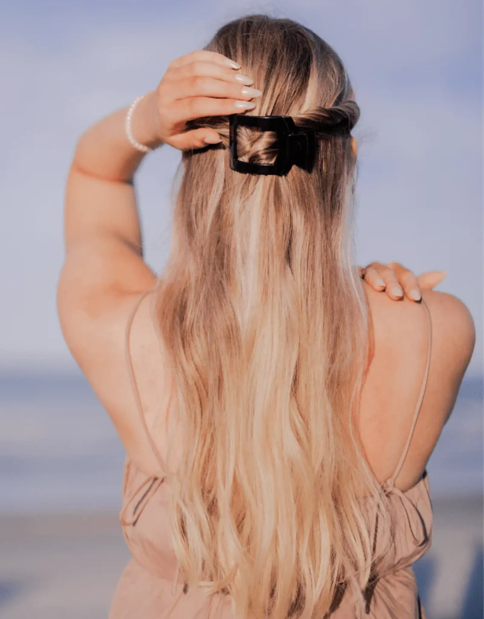 Teleties Flat Square Clip Jet Black SM