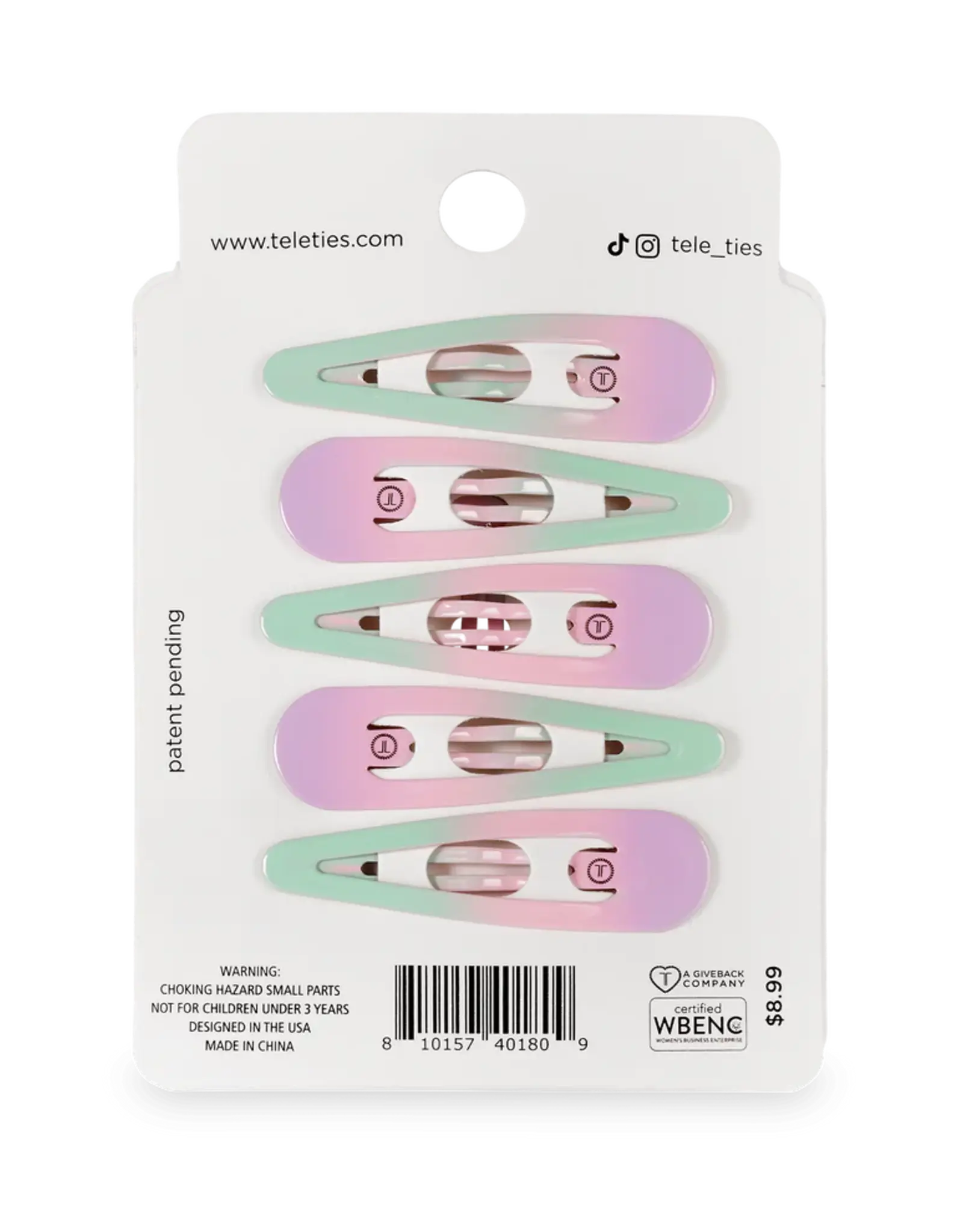 Teleties Snap Clip Aquaviolet 6 Count