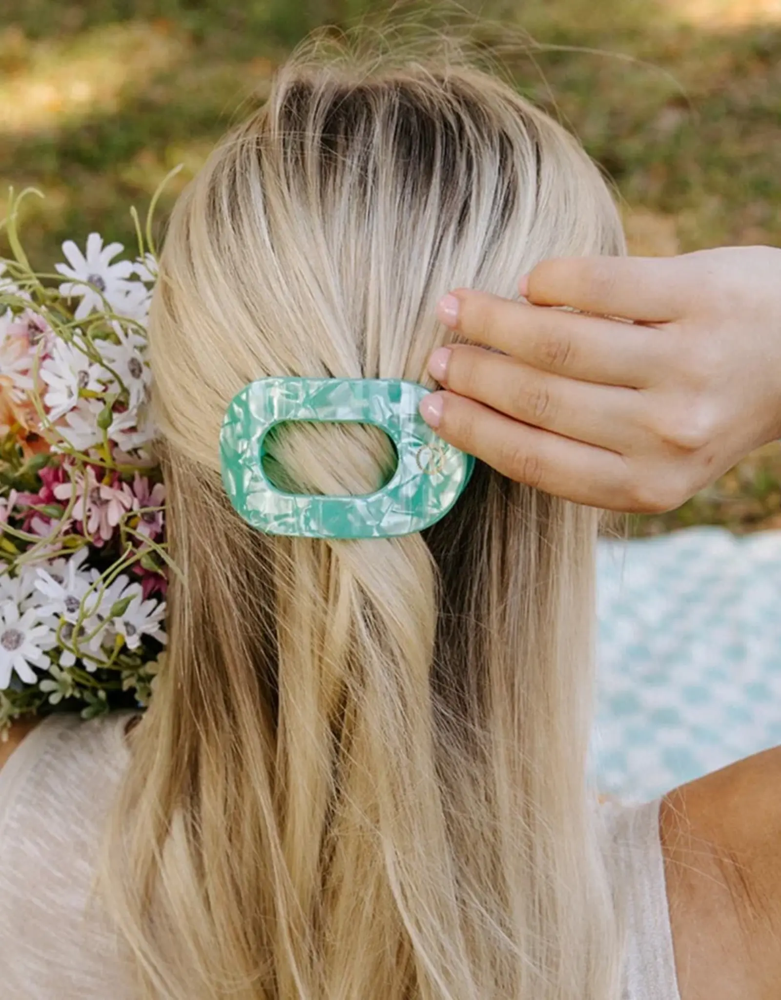 Teleties Flat Round Clip Spring Splash SM