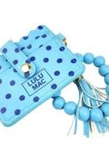 Girlie Girl Originals Lulu Mac Beaded Wristlet ID Wallet Blue/Navy Dot