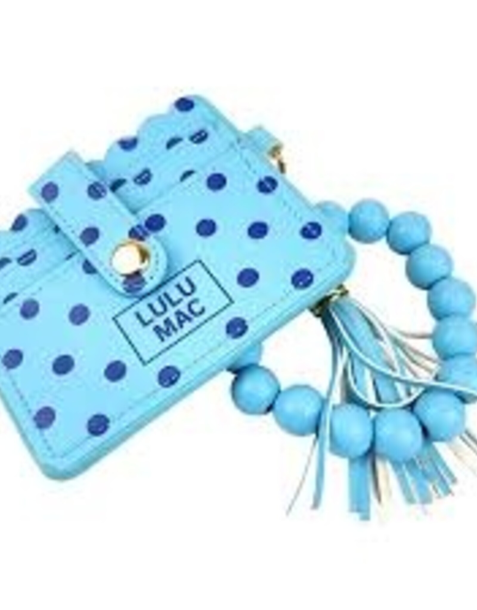 Girlie Girl Originals Lulu Mac Beaded Wristlet ID Wallet Blue/Navy Dot