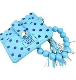 Girlie Girl Originals Lulu Mac Beaded Wristlet ID Wallet Blue/Navy Dot