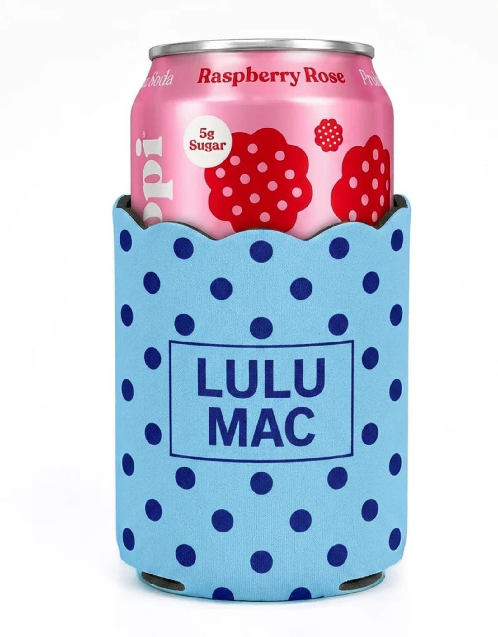 Girlie Girl Originals Lulu Mac Koozie Light Blue/Navy Dot