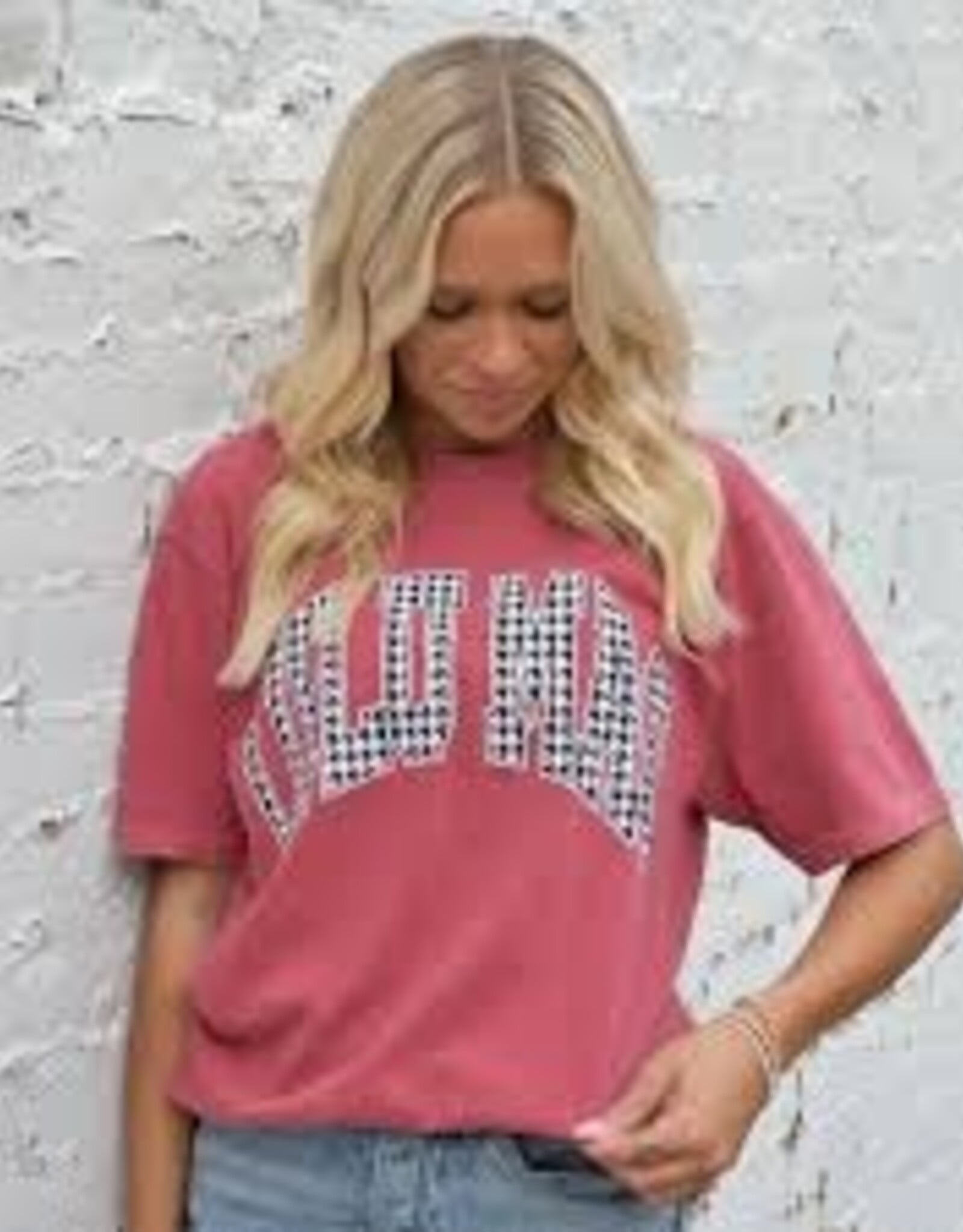 Girlie Girl Originals Lulu Mac Tee Houndstooth Crimson 2X
