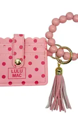 Girlie Girl Originals Lulu Mac Beaded Wristlet ID Wallet Pink/Hot PinkDot