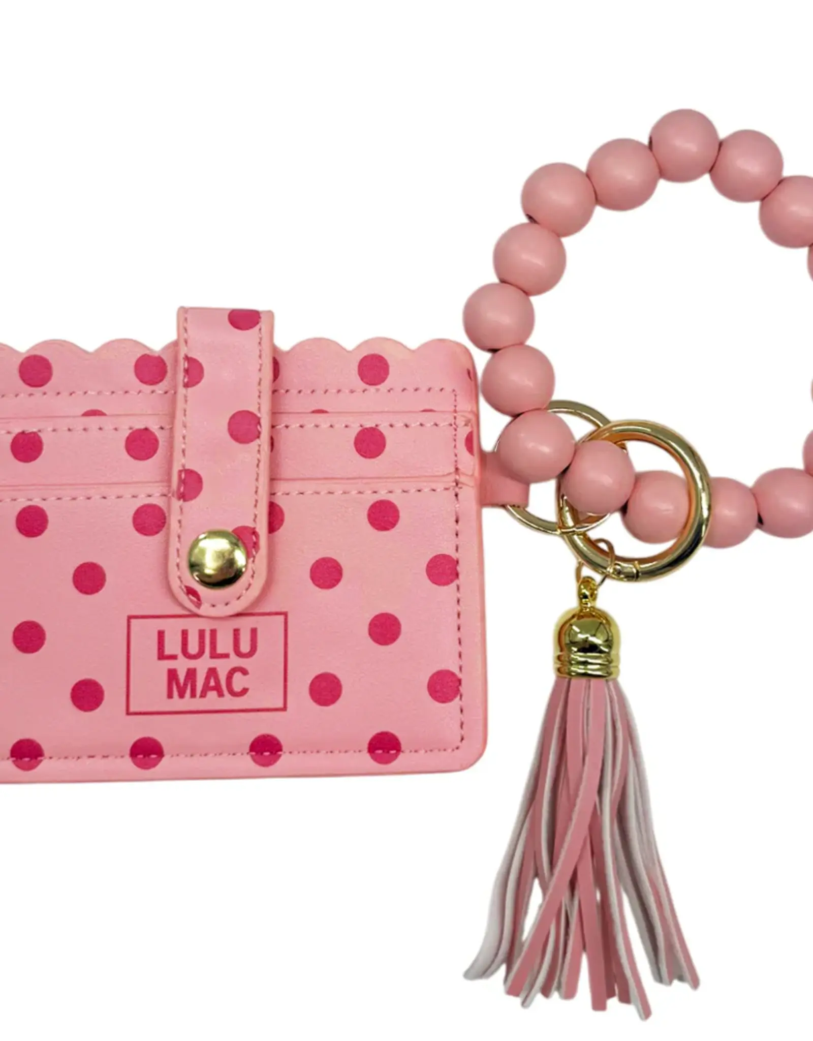 Girlie Girl Originals Lulu Mac Beaded Wristlet ID Wallet Pink/Hot PinkDot
