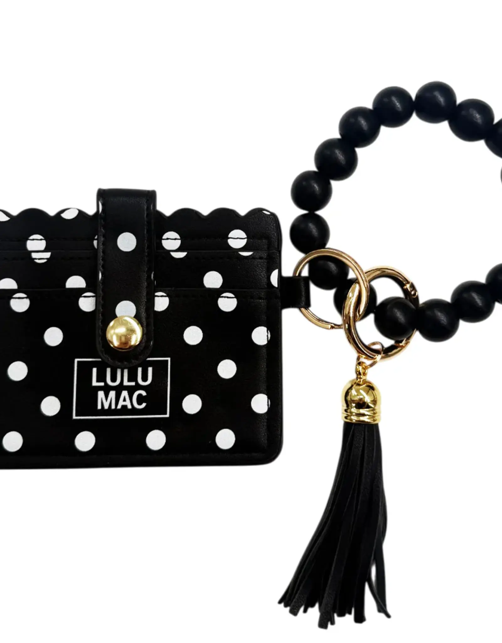 Girlie Girl Originals Lulu Mac Beaded Wristlet ID Wallet Black/White Dot