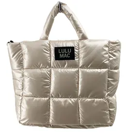 Girlie Girl Originals Lulu Mac Puffer Metallic Tote Bag Matte Champagne