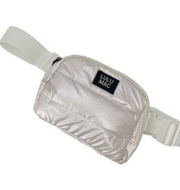 Girlie Girl Originals Lulu Mac Puffer Metallic Belt Bag Off White