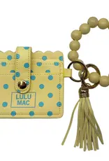 Girlie Girl Originals Lulu Mac Beaded Wristlet ID Wallet Yellow/Blue Dot