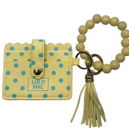 Girlie Girl Originals Lulu Mac Beaded Wristlet ID Wallet Yellow/Blue Dot