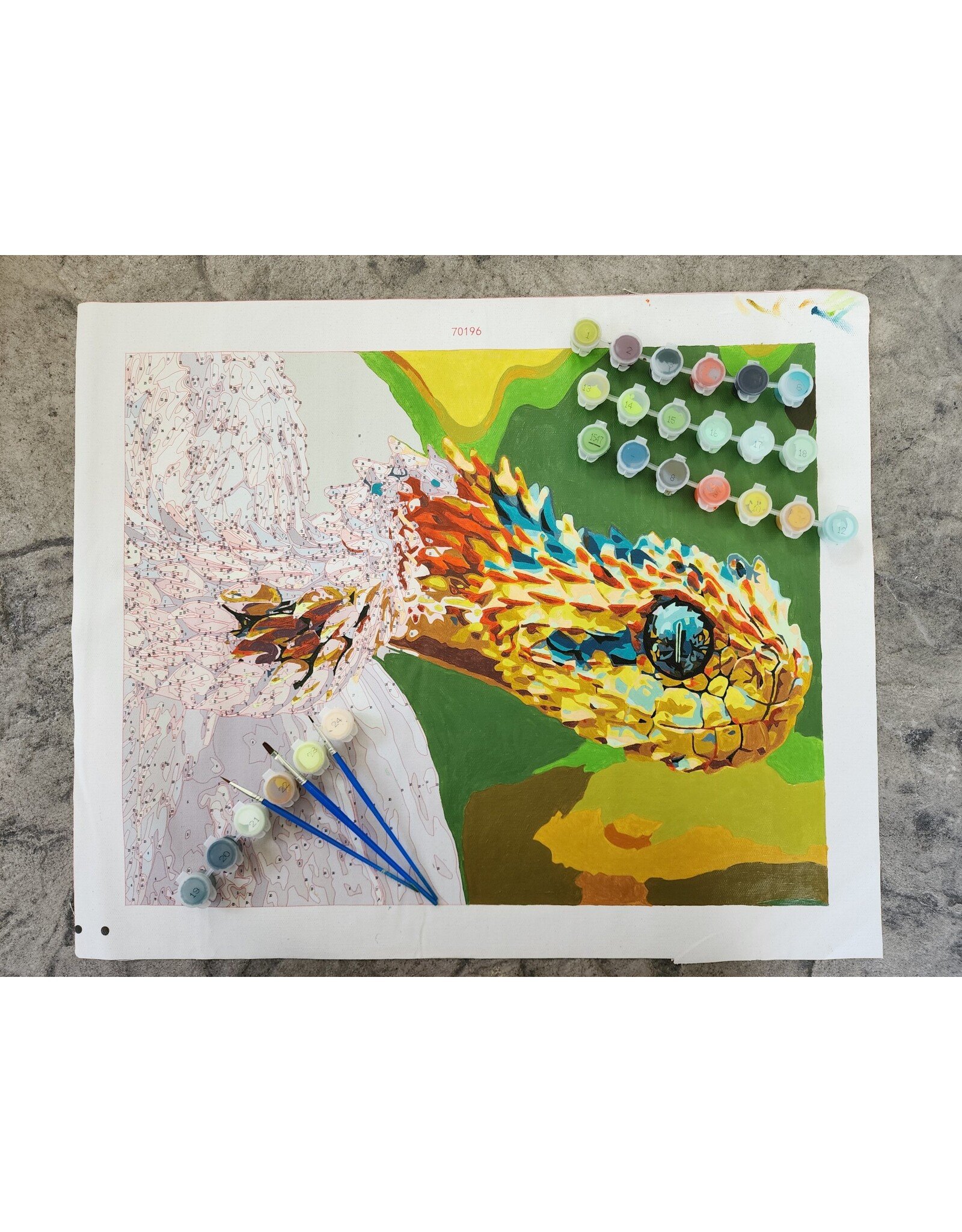 Yellow Reptile Atheris Squamigera - Paint By Numbers - Painting By Numbers