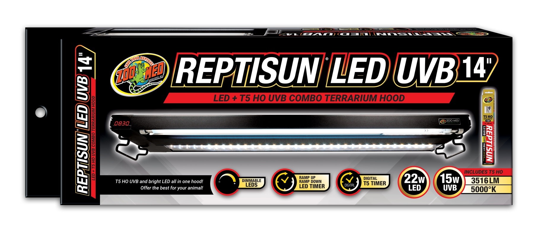 Zoo Med Reptisun LED/UVB Combo Terrarium Hood 14