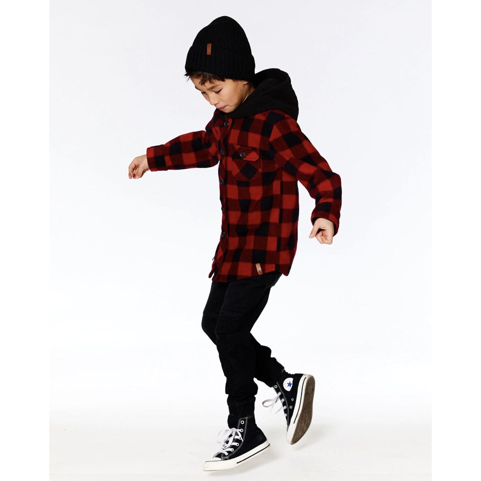 Deux Par Deux Light Polar Hooded Shirt Buffalo Plaid Deux Par Deux Light Polar Hooded Shirt Buffalo Plaid