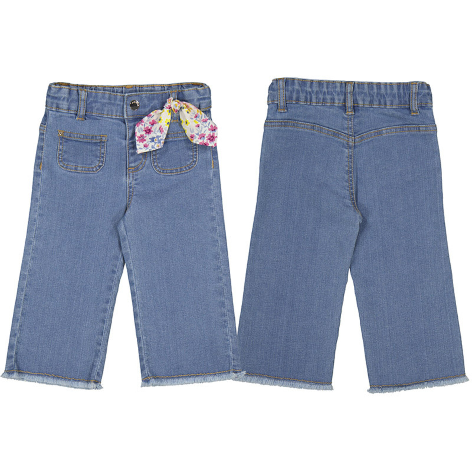 Mayoral Mayoral - Wide Leg Medium Wash Jean With Bow