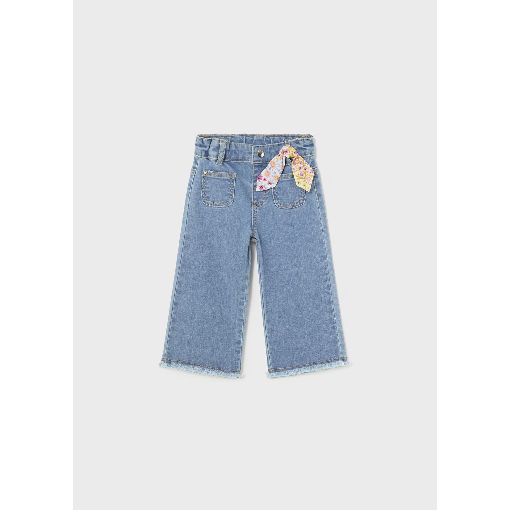 Mayoral Mayoral - Wide Leg Medium Wash Jean With Bow