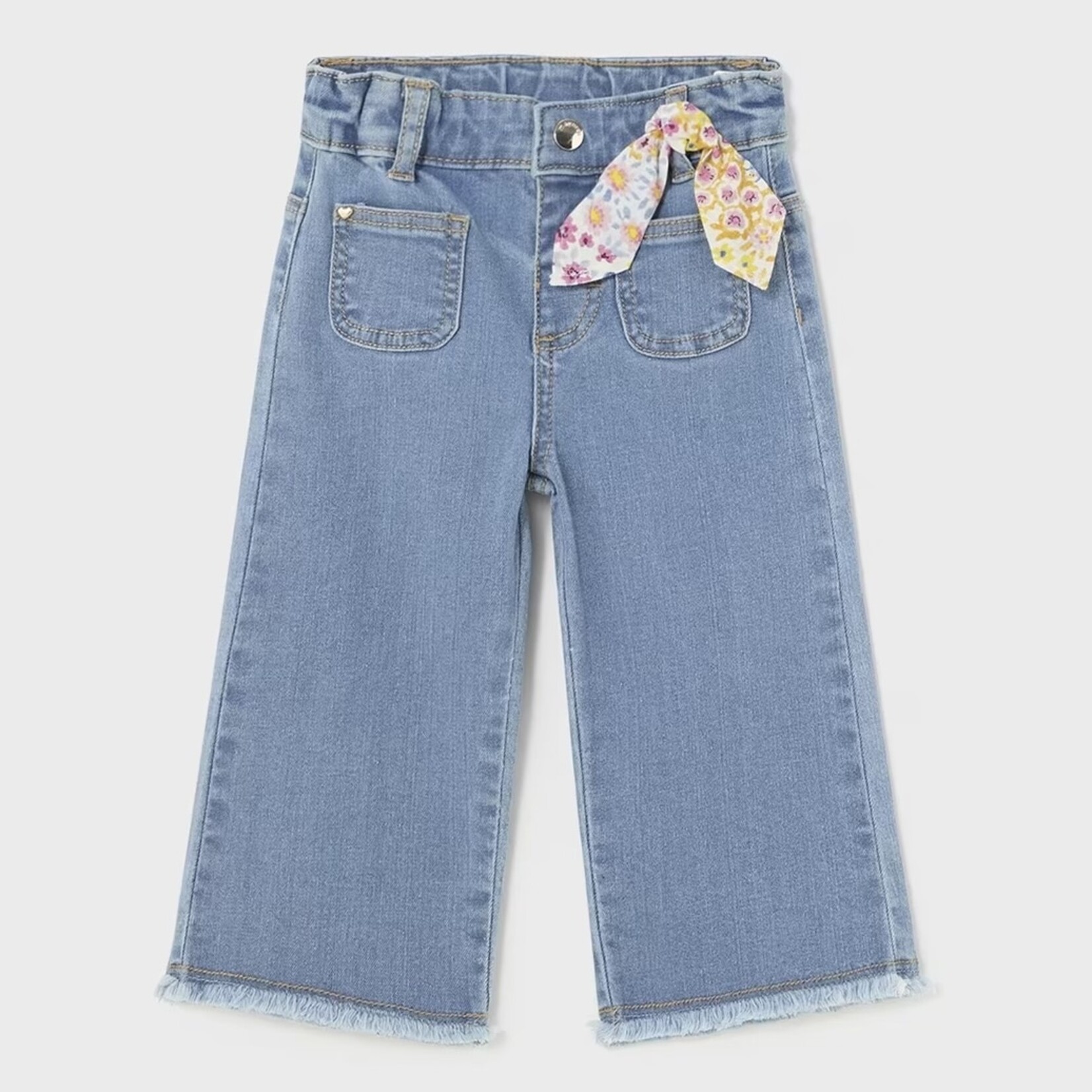 Mayoral Mayoral - Wide Leg Medium Wash Jean With Bow