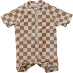 Mebie Baby Mebie Baby - Rust Checkered Zipper Swim Suit