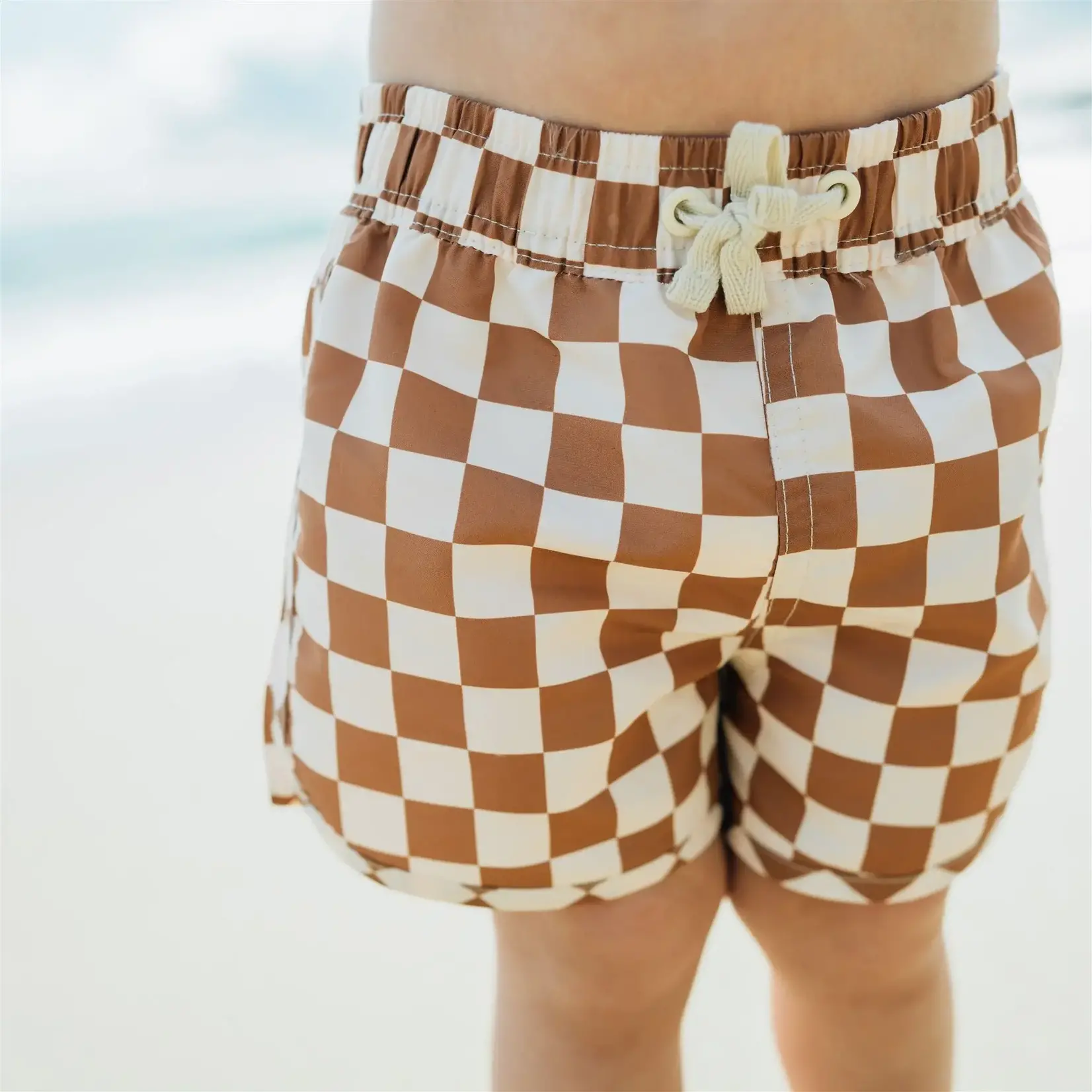 Mebie Baby Mebie Baby - Rust Checkered Swim Shorts