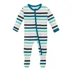 KicKee Pants KicKee Pants - Zipper Footie | Little Boy Blue Stripe