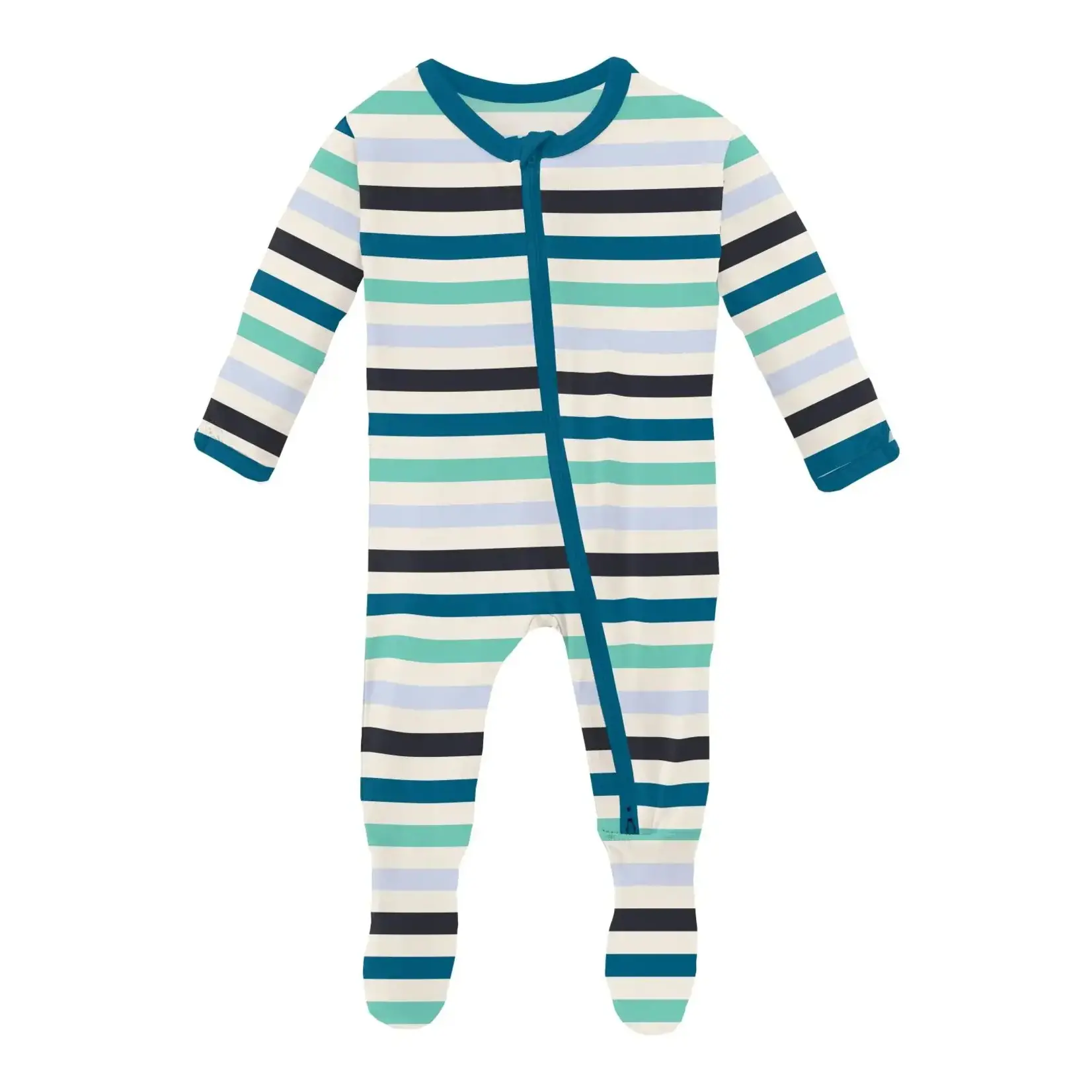 KicKee Pants KicKee Pants - Zipper Footie | Little Boy Blue Stripe
