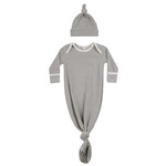 Quincy Mae Quincy Mae - Micro Stripe Knotted Baby Gown + Hat Set