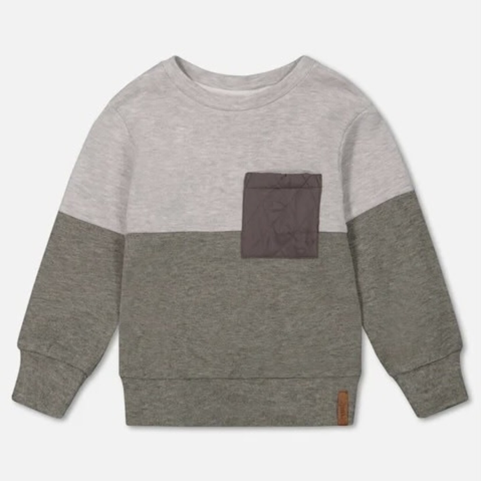 Deux Par Deux Deux Par Deux - Color Block Brushed Jersey Top With Quilted Pocket