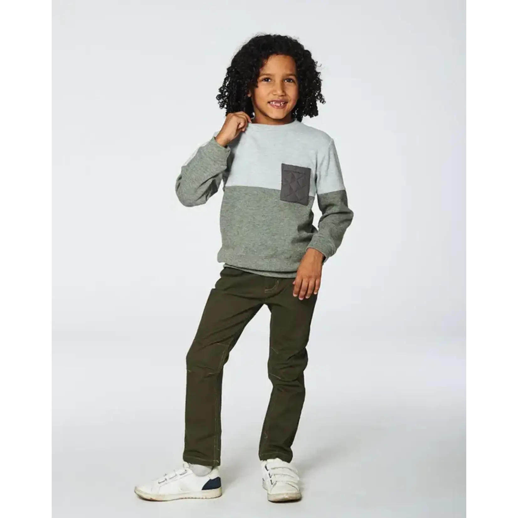 Deux Par Deux Deux Par Deux - Color Block Brushed Jersey Top With Quilted Pocket