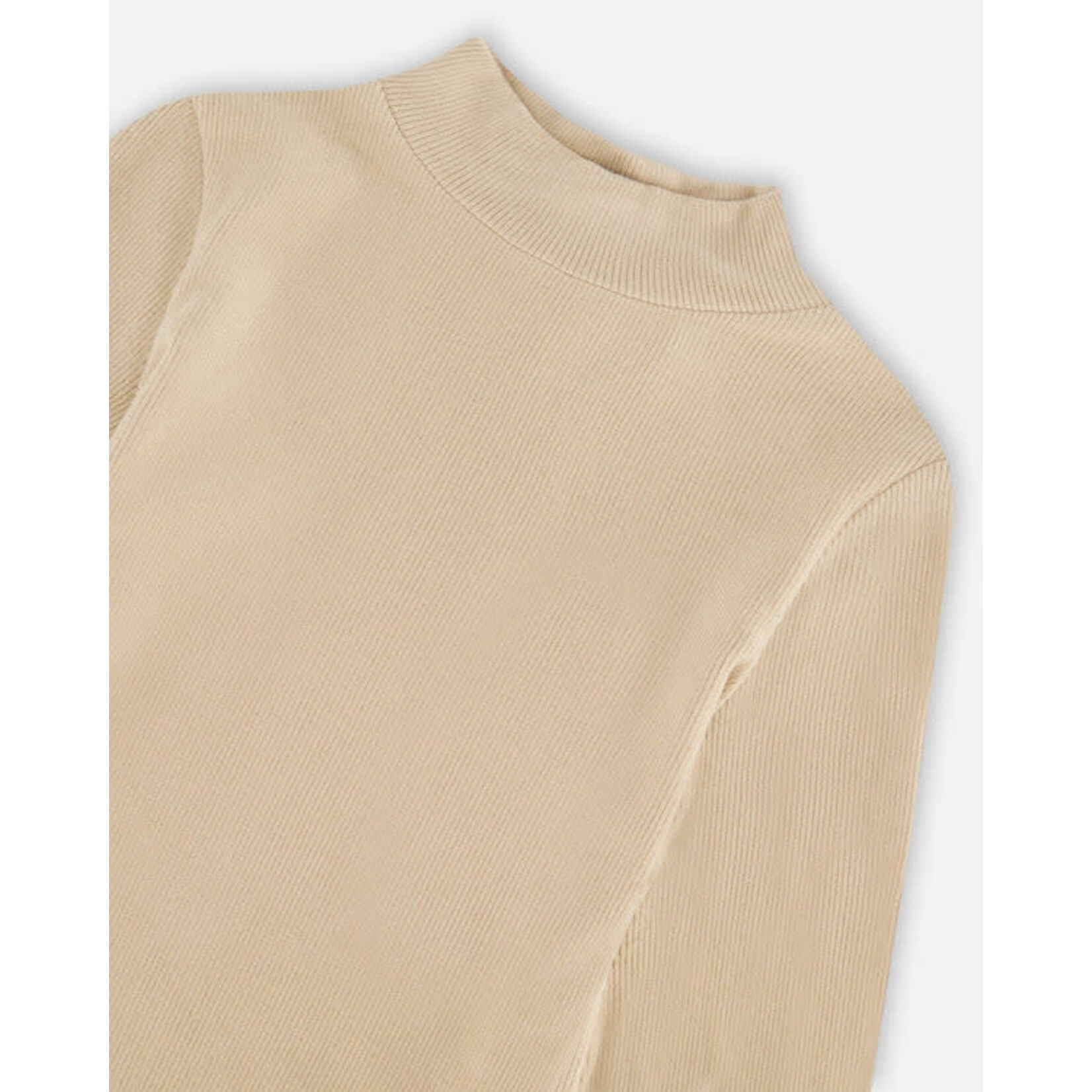 Deux Par Deux Deux Par Deux - Brushed Rib Mock Neck L/S Top