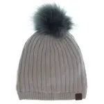 Calikids Calikids - Soft Knit Fur Pom Pom Toque