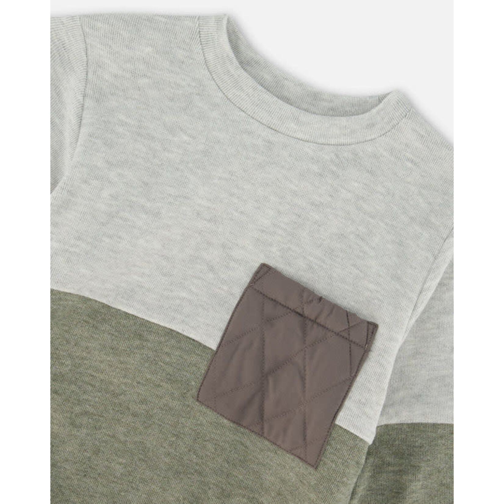 Deux Par Deux Deux Par Deux - Color Block Brushed Jersey Top With Quilted Pocket