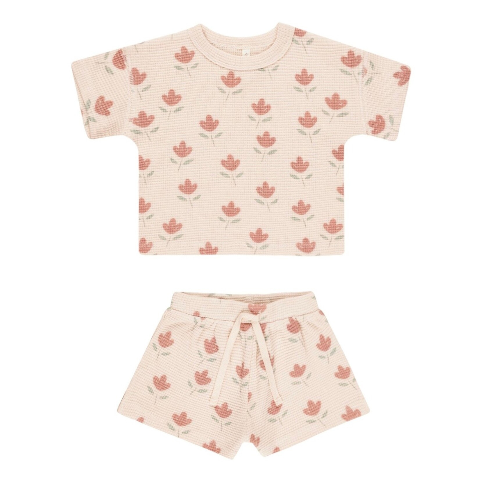 Quincy Mae Quincy Mae - Waffle Tee + Short Set | Tulips