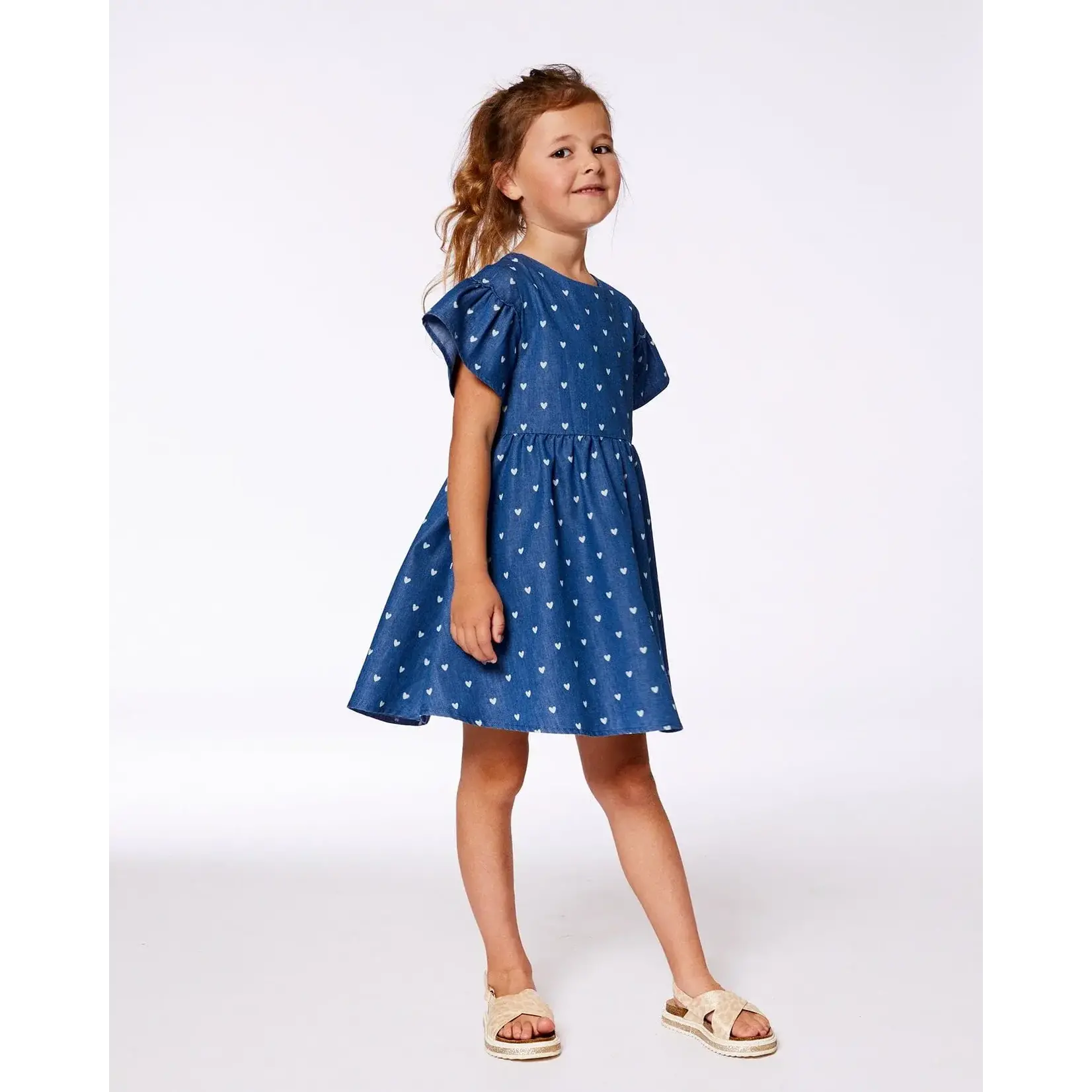 Deux Par Deux Deux Par Deux - Heart Printed Chambray Dress